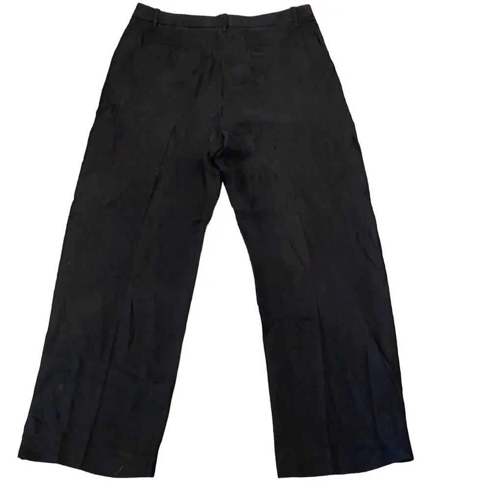 NWT J CREW Black Hi Waist Wide Leg Cupro Viscose Trouser 14